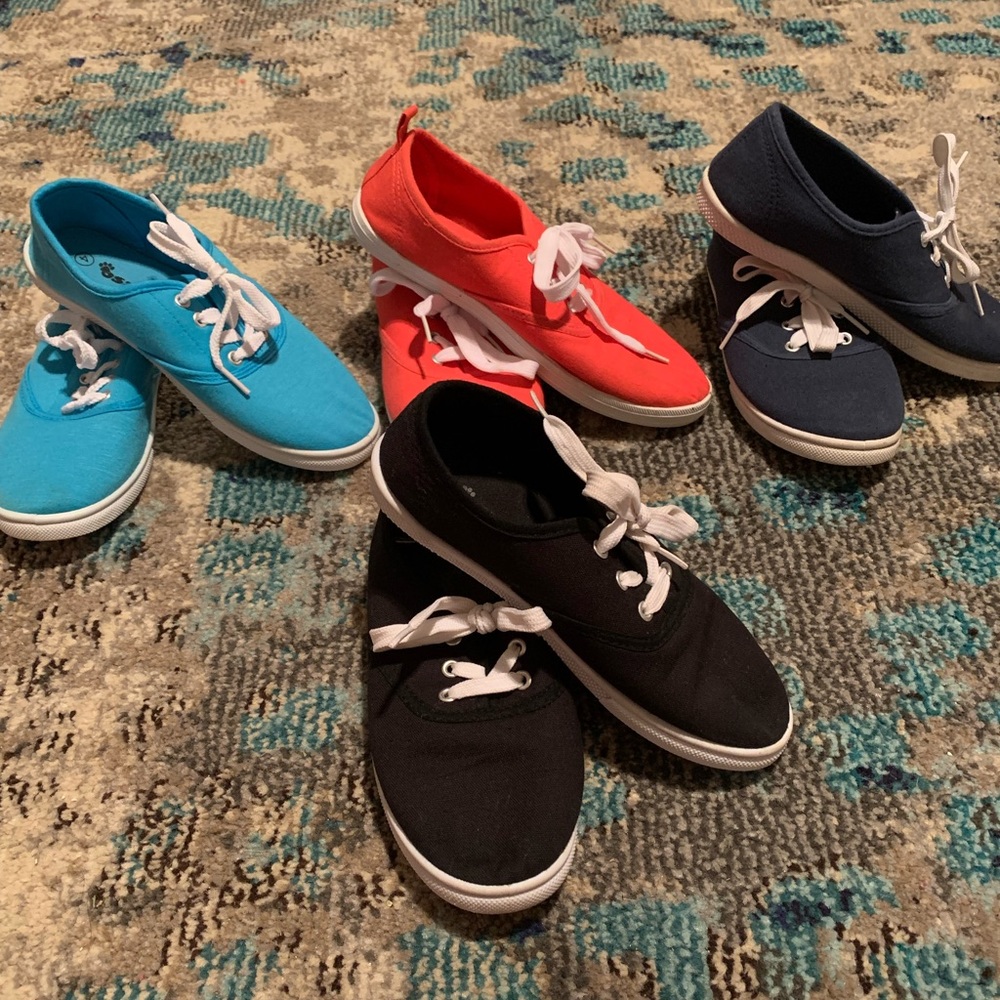 Bundle of girls size 4 various colors slip on tennis shoes